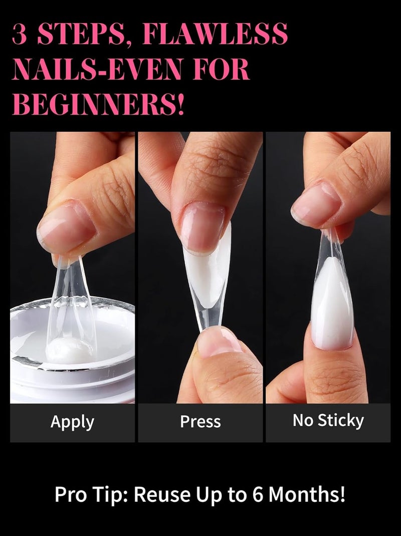 EBANKU Dual Nail Forms for Poly Extension Gel, 150 PCS Clear Eagle Claw Nail Molds Reusable 15 Sizes Hawk Curve Nail Extension Forms for Builder Gel Manicure Design Salon DIY - Image 5